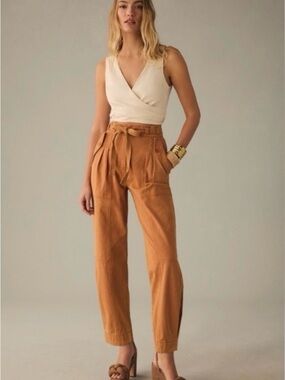 Moon River Anthropologie Pleated Barrel Pants